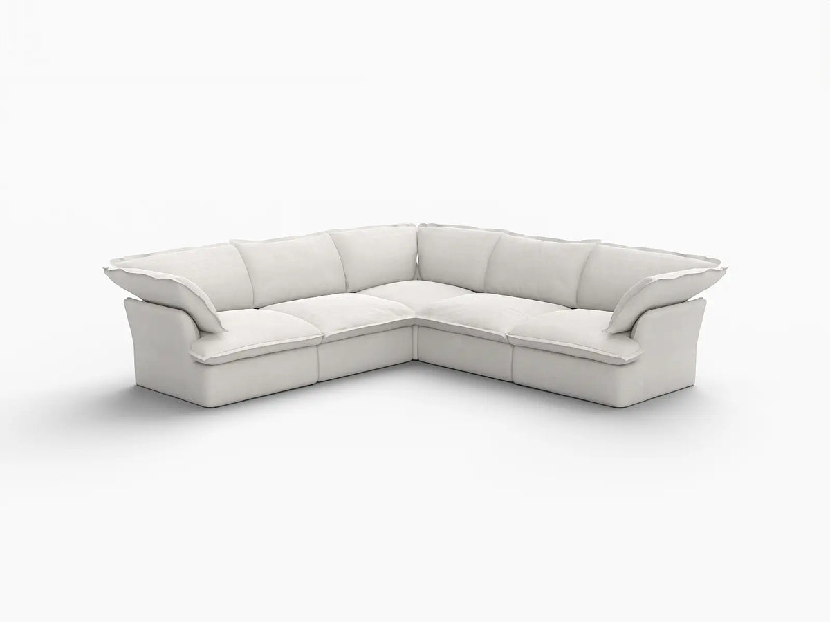 Deluxe Linen Cloud Sectional Sofas Covers | White Cotton and Linen Sofa Covers for 5-Seater — product view 2