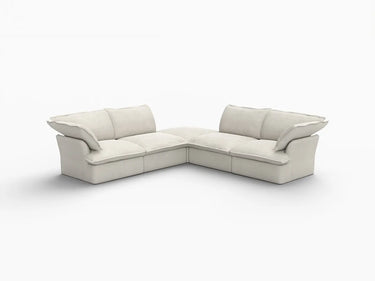 Deluxe Linen Cloud Sectional Sofas Covers | Beige Linen and Cotton Sofa Cover for 4-Seater with 1-Ottoman