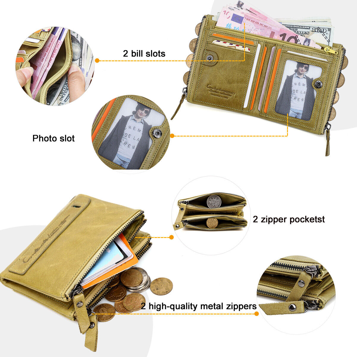 Stylish Double Zipper Wallet LoungeYard — product view 6
