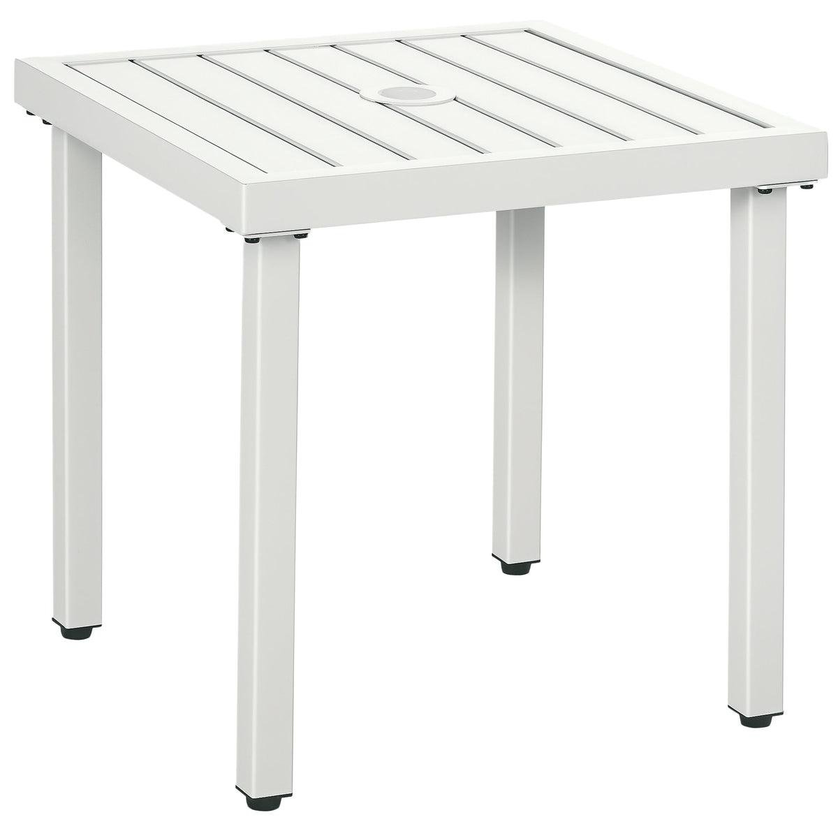51 x 51 cm Garden Side Table with Umbrella Hole, White — product view 1