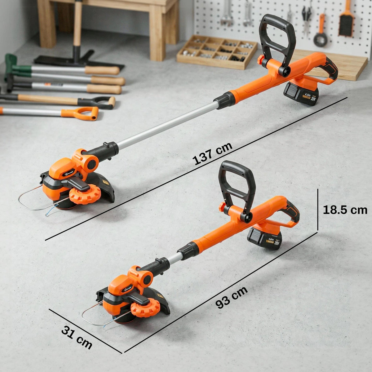 Cordless 2-in-1 Grass Trimmer & Edger with 2x4.0Ah Batteries, 25cm Cut — product view 5