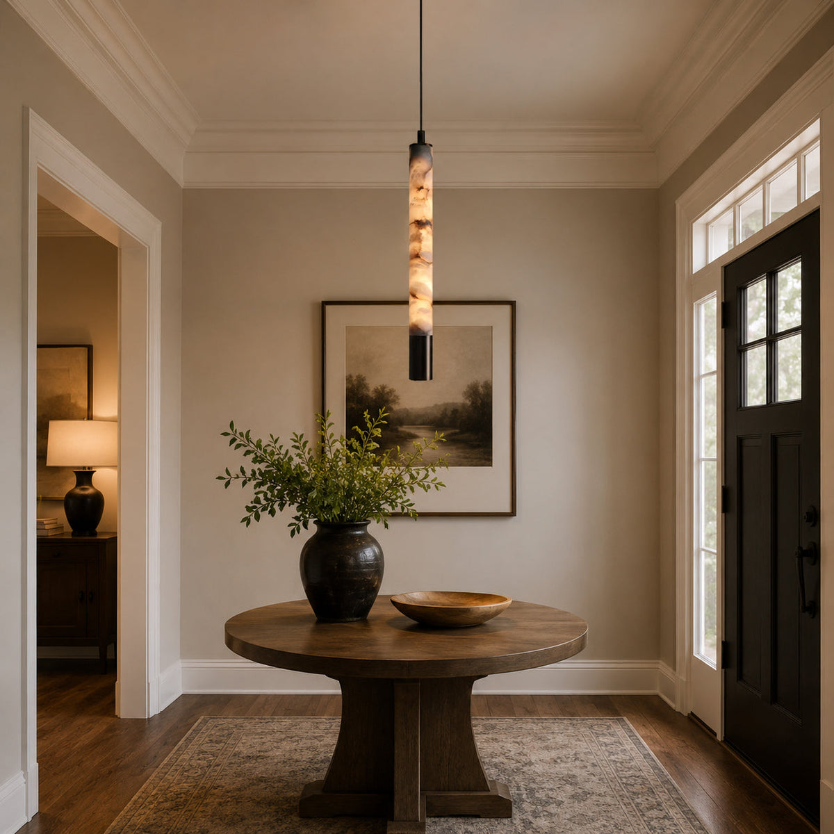 Dyad Cylinder Alabaster Pendant Lamp — product view 7