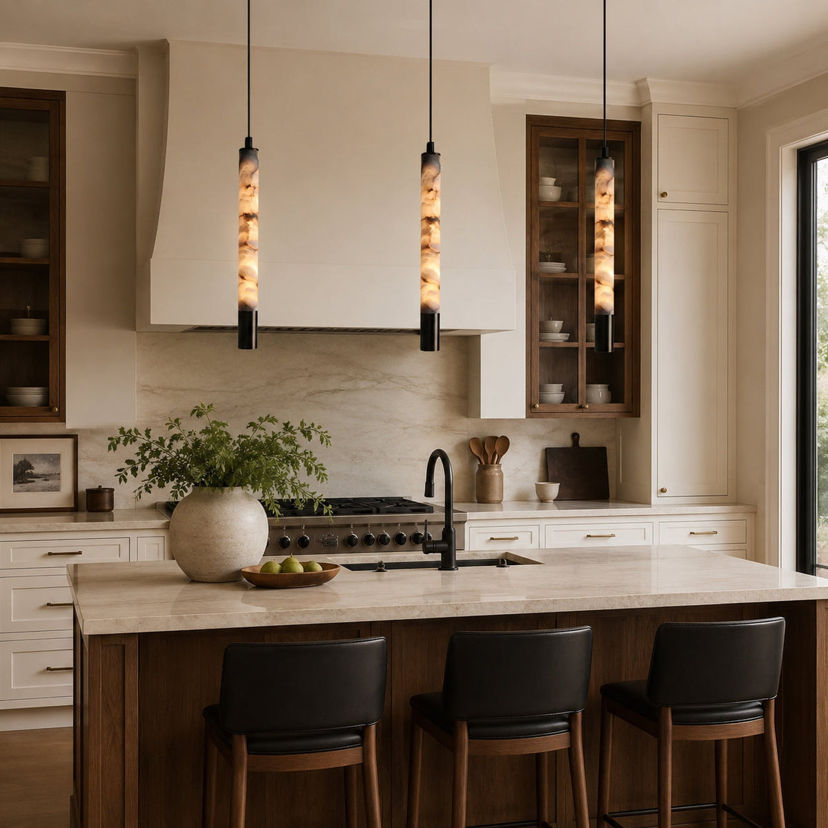 Dyad Cylinder Alabaster Pendant Lamp — product view 2