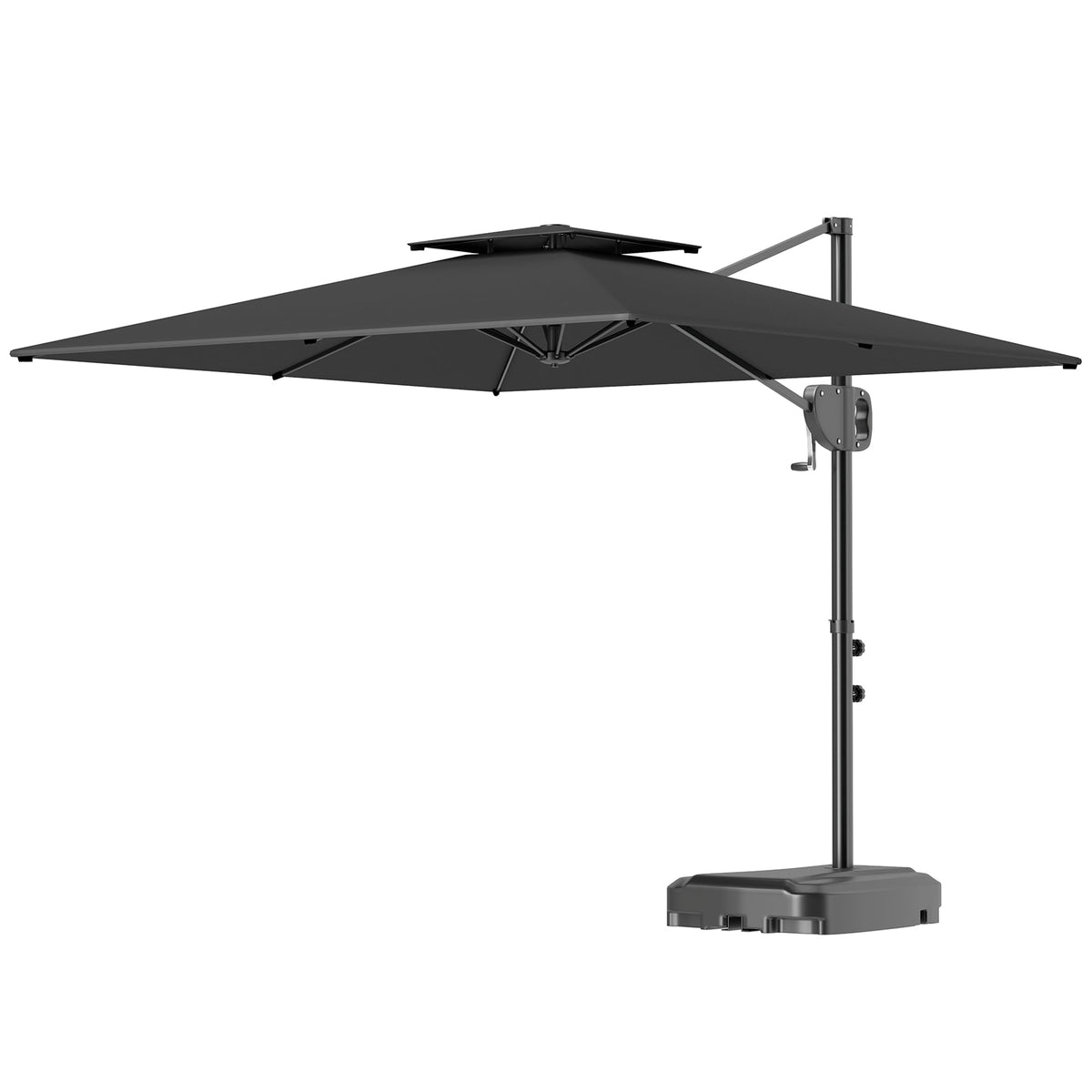 8' x 9' Square Cantilever Patio Umbrella with Fillable Base, Dark Grey — product view 2