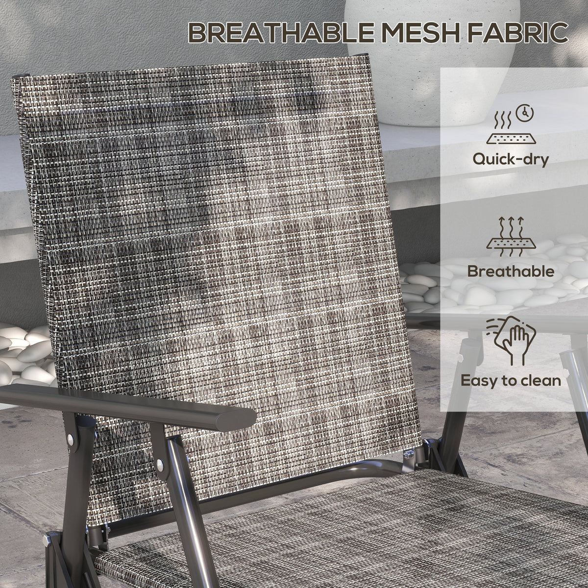 4pc Patio Furniture Set with Foldable Chairs, Loveseat and Glass Table, Mixed Grey — product view 6