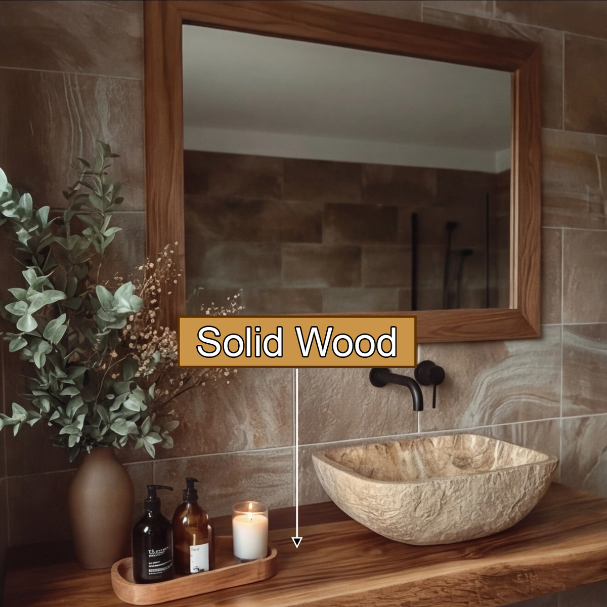 Echra Rustic Handcrafted Solid Wood Floating Bathroom Vanity Slab — product view 7