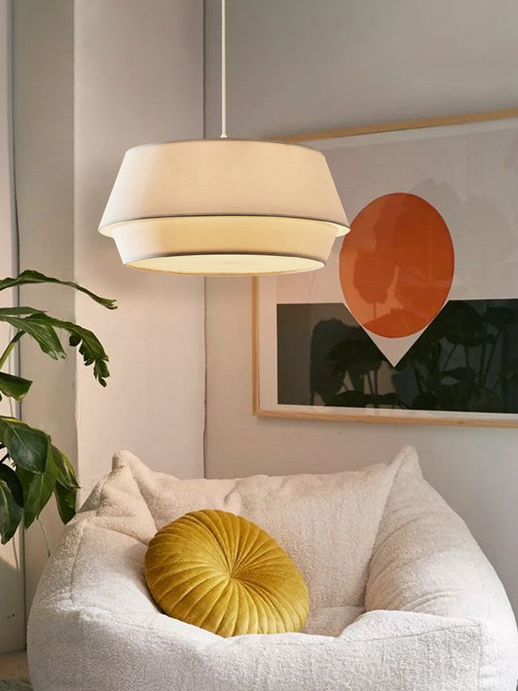 Ecru Two-Tier Linen Pendant Lamp — product view 4