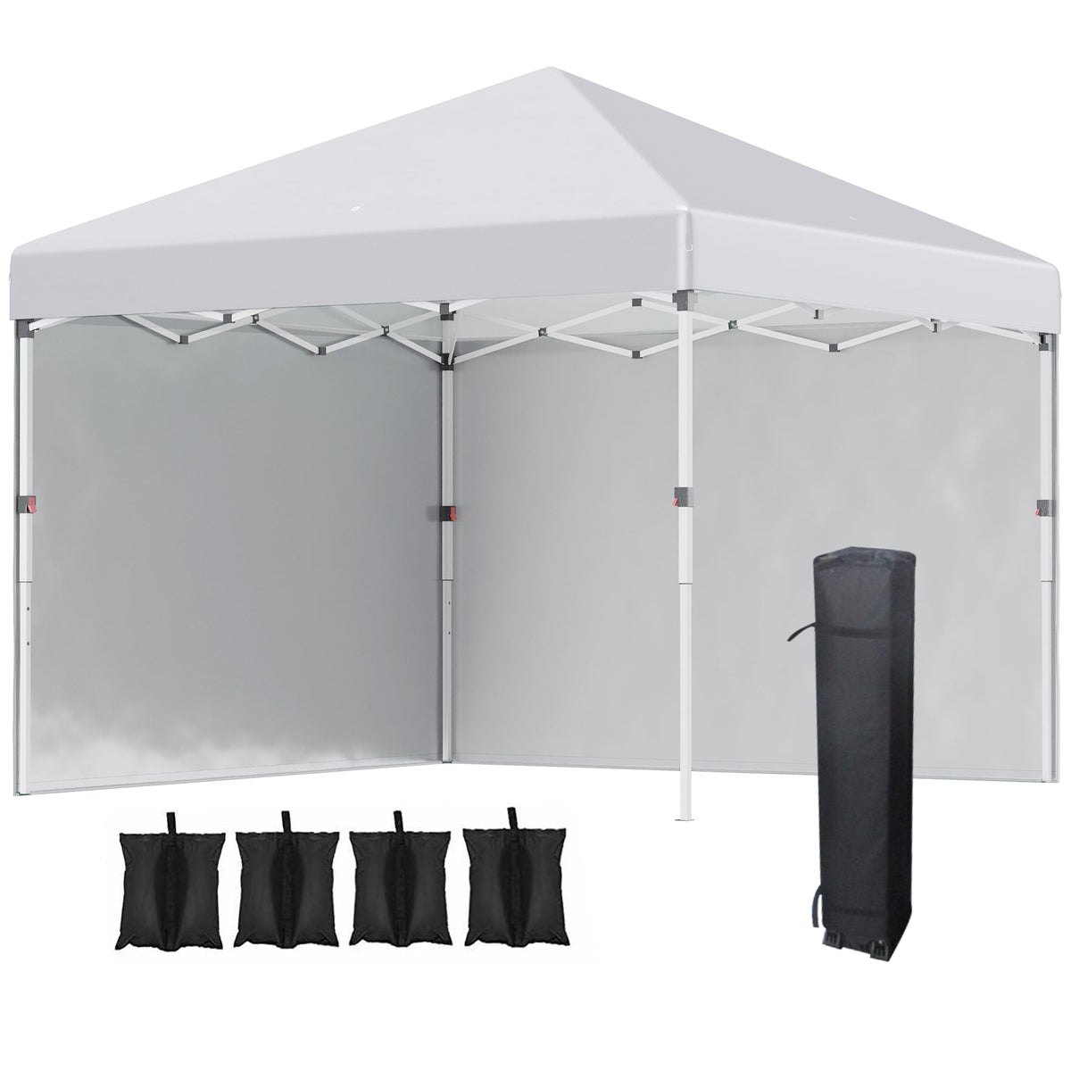3 x 3m Pop Up Gazebo with 2 Sidewalls, Weight Bags & Wheeled Bag, White — product view 1