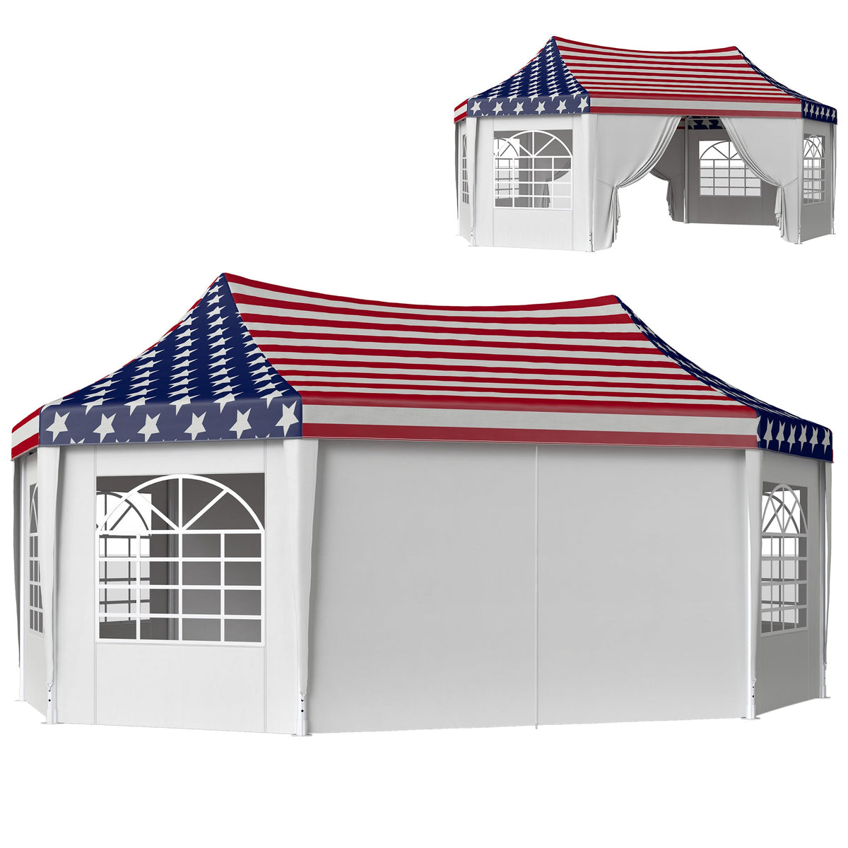 22.3' x 16.4' Party Tent with Sidewalls, American Flag — product view 2