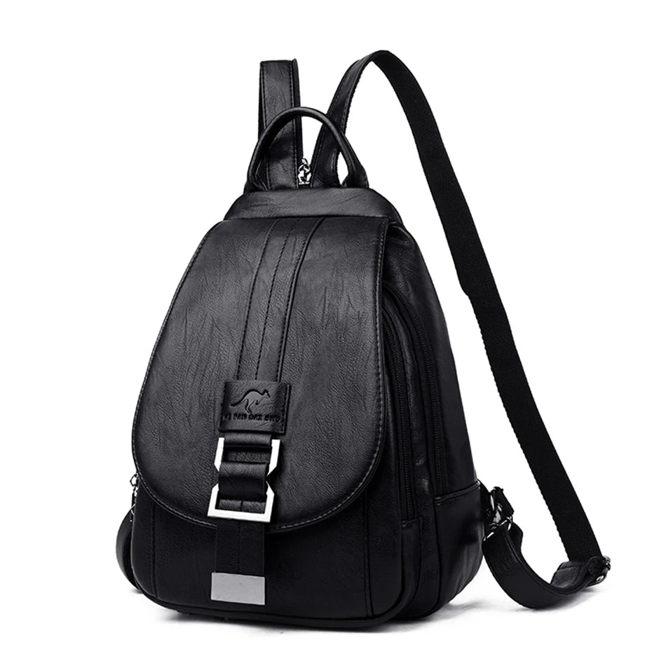Ladies Leather Backpack with Anti-Theft Compartment and Compact Design | LoungeYard — product view 4