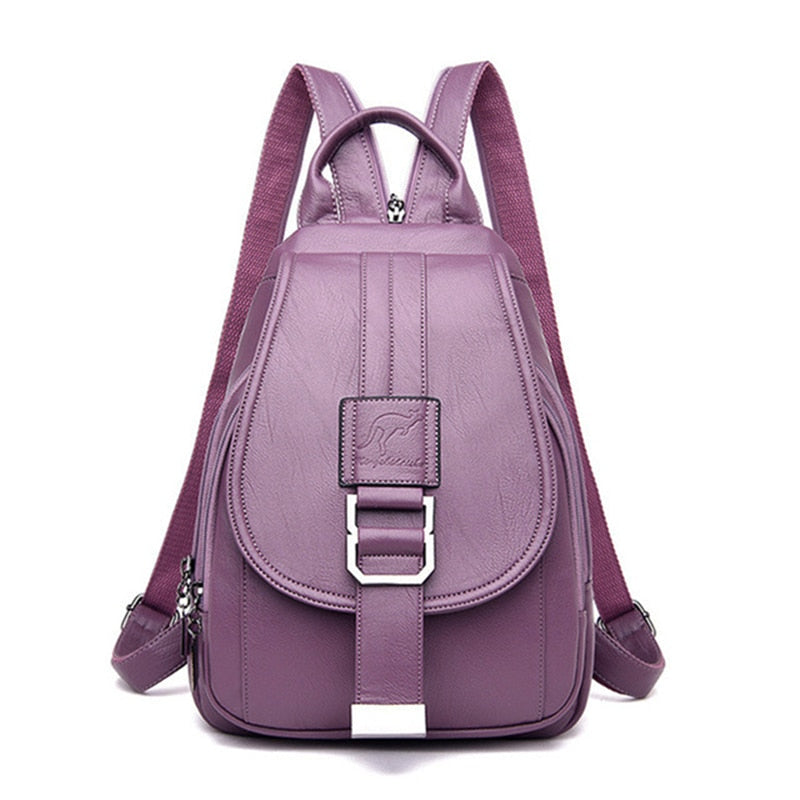 Ladies Leather Backpack with Anti-Theft Compartment and Compact Design | LoungeYard — product view 6
