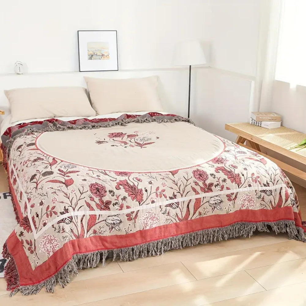 LoungeYard | Elira Rose Floral Cotton Blanket — product view 1