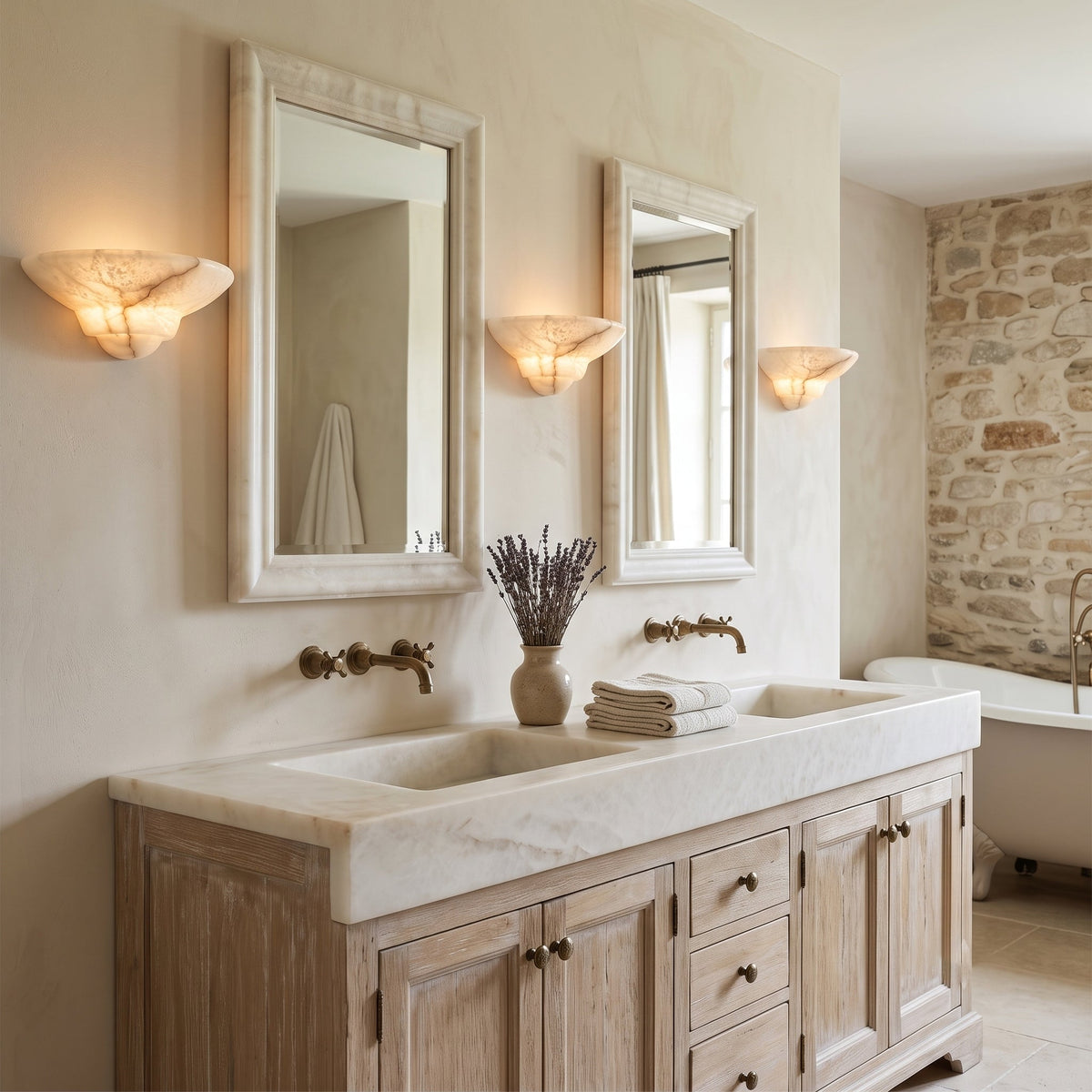 Escala Stepped Alabaster Wall Sconce — product view 5