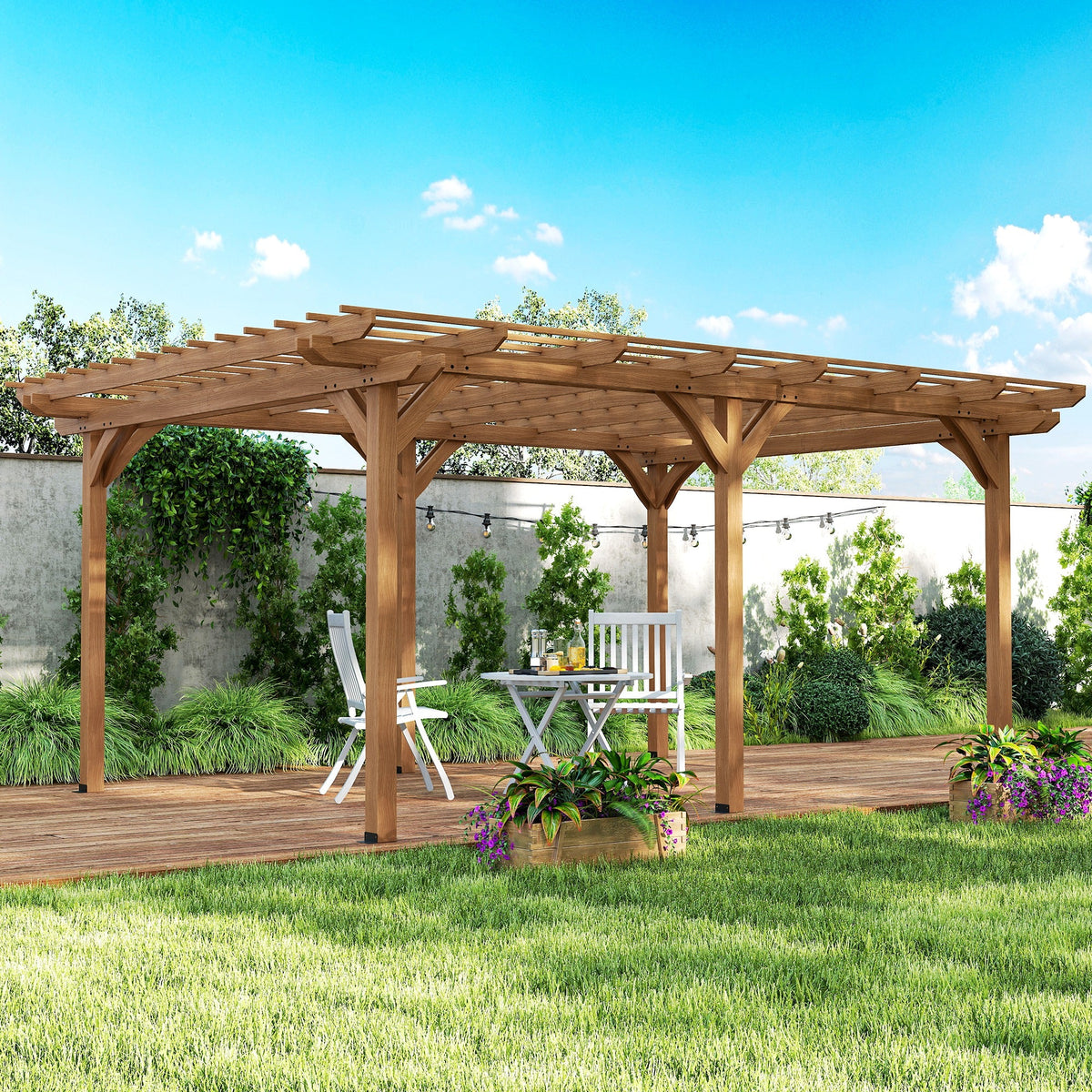 PerArbor 12' x 16' Wood Pergola for Climbing Plants at Garden, Backyard, Brown — product view 3