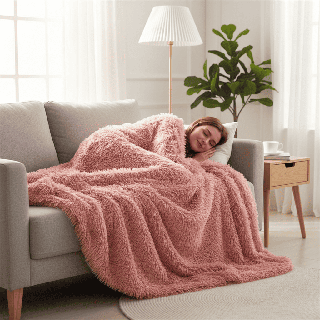 LoungeYard | Soft artificial fur blanket with velvet-like warmth — product view 3