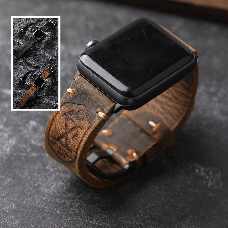 Handcrafted Vintage Leather Apple Watch Band — product view 6