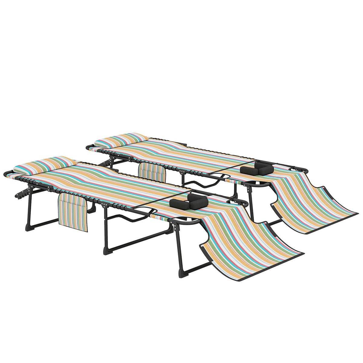 2-Piece Folding Chaise Lounge with Face Hole, Rainbow Striped — product view 2