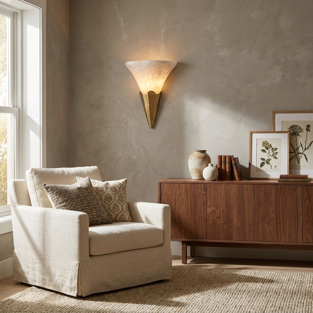 Fanlight Alabaster Wall Sconce — product view 7