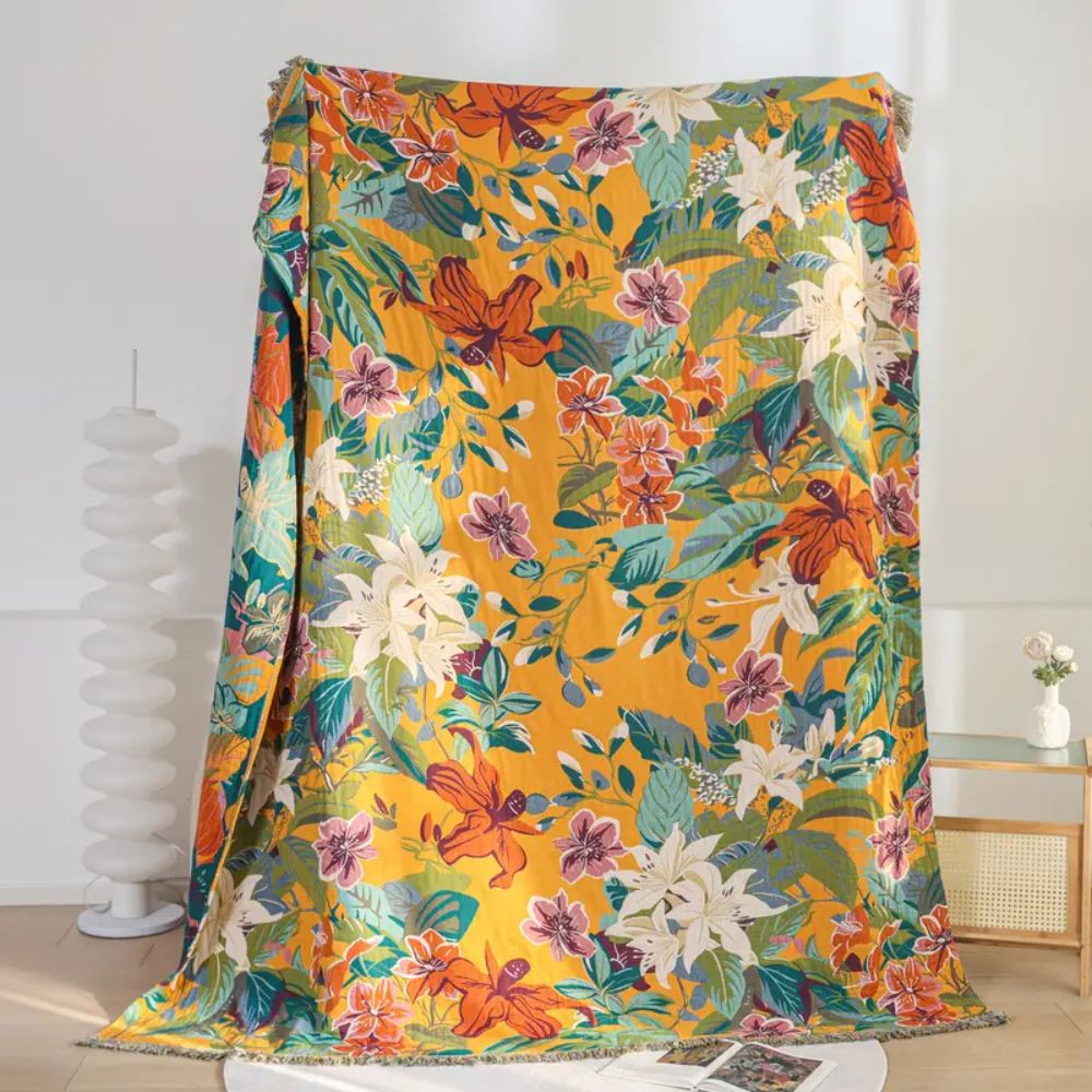 LoungeYard | Festival Tropics Cotton Blanket — product view 2