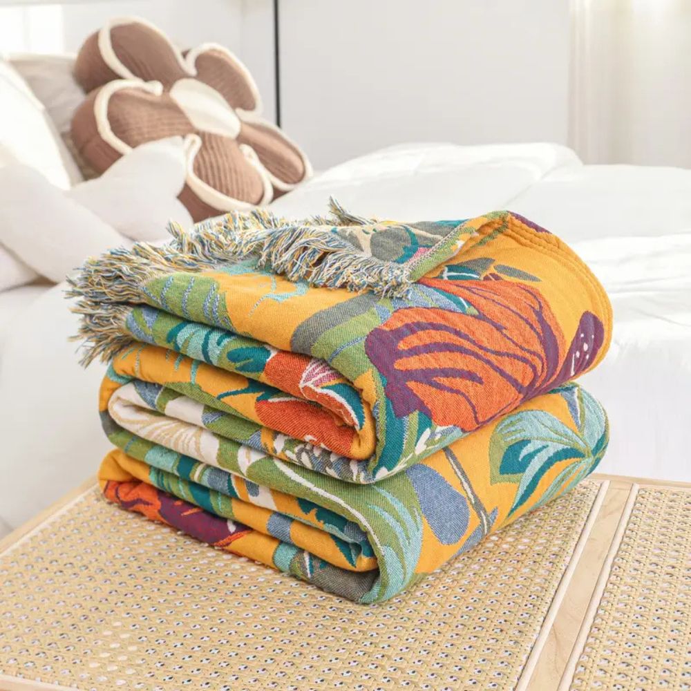 LoungeYard | Festival Tropics Cotton Blanket — product view 3