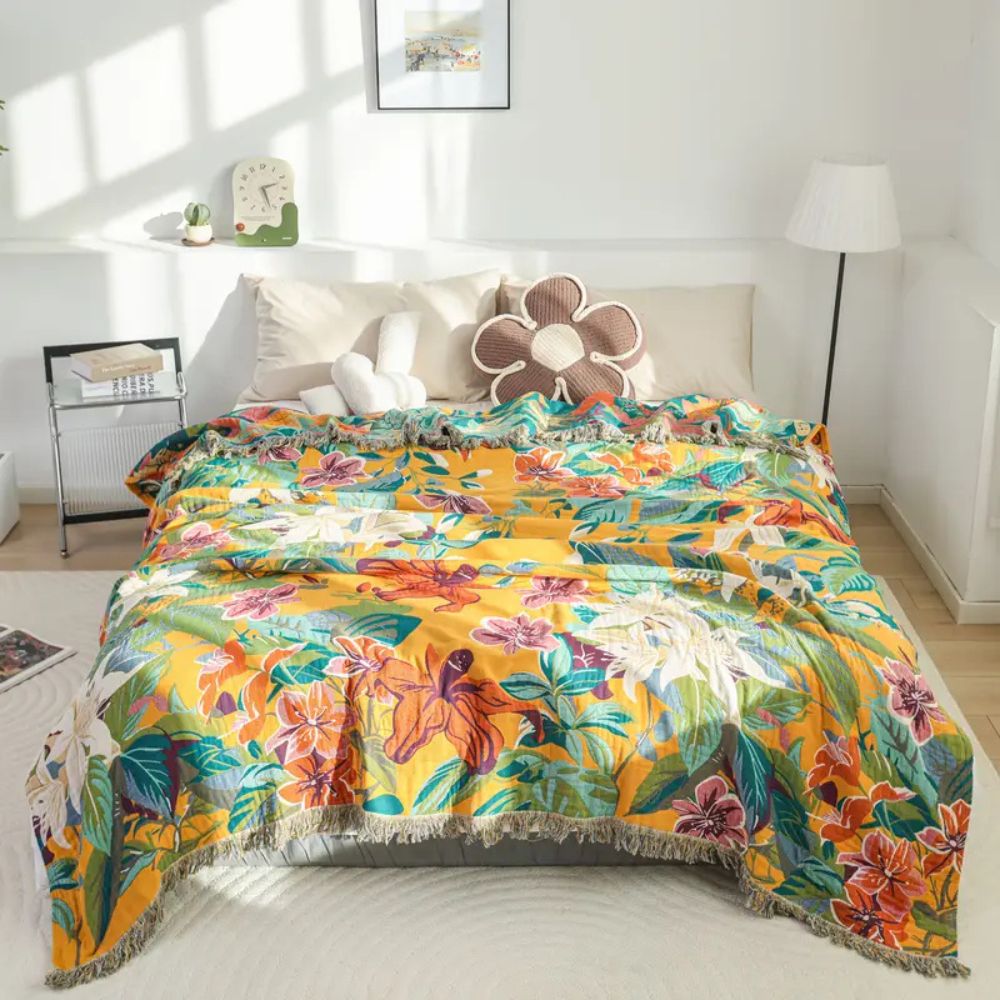 LoungeYard | Festival Tropics Cotton Blanket — product view 1
