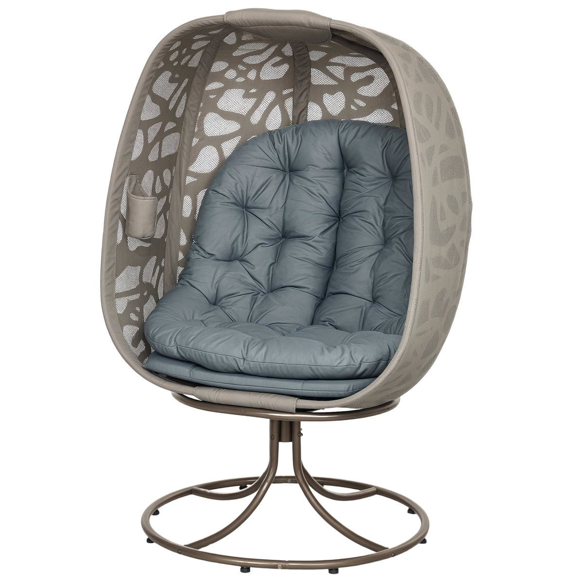 Swivel Egg Chair with Cushions & Foldable Basket Seat, Grey — product view 1