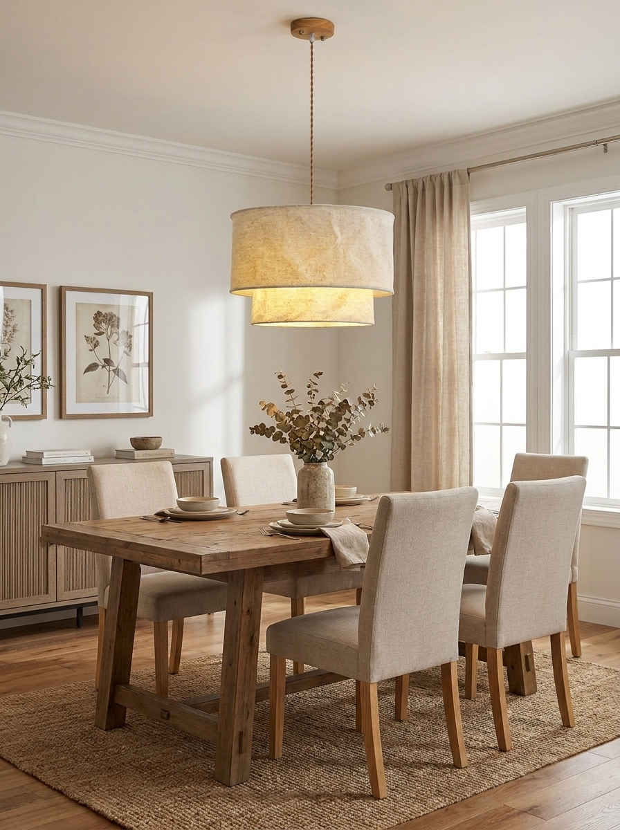 Flax Linen Drum Pendant Lamp — product view 2