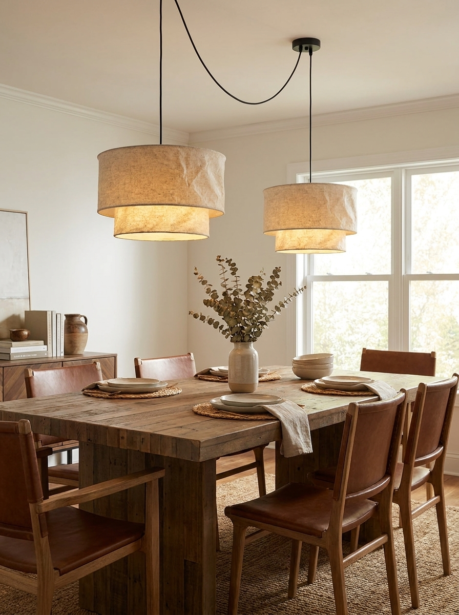 Flax Linen Drum Pendant Lamp — product view 3