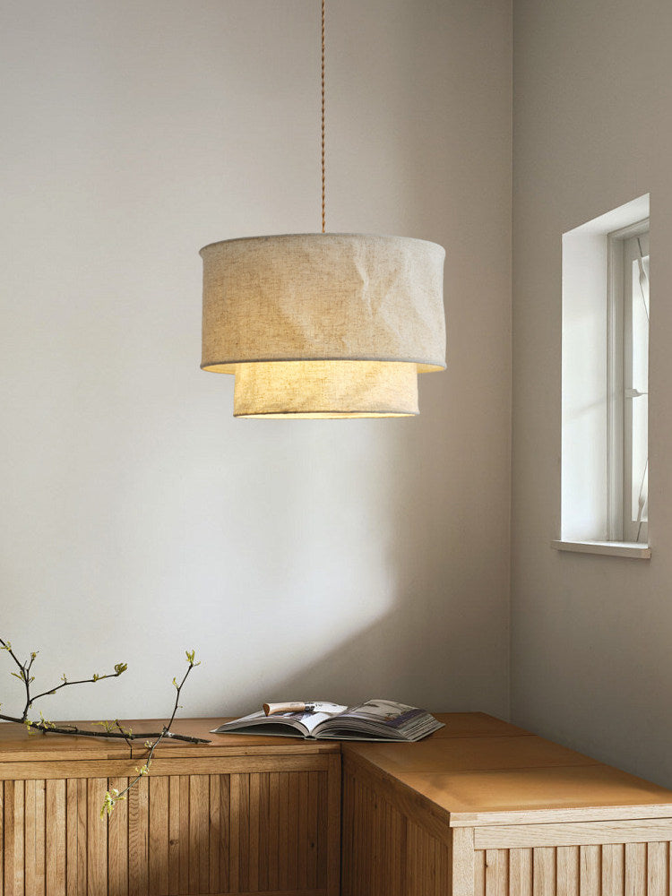Flax Linen Drum Pendant Lamp — product view 5