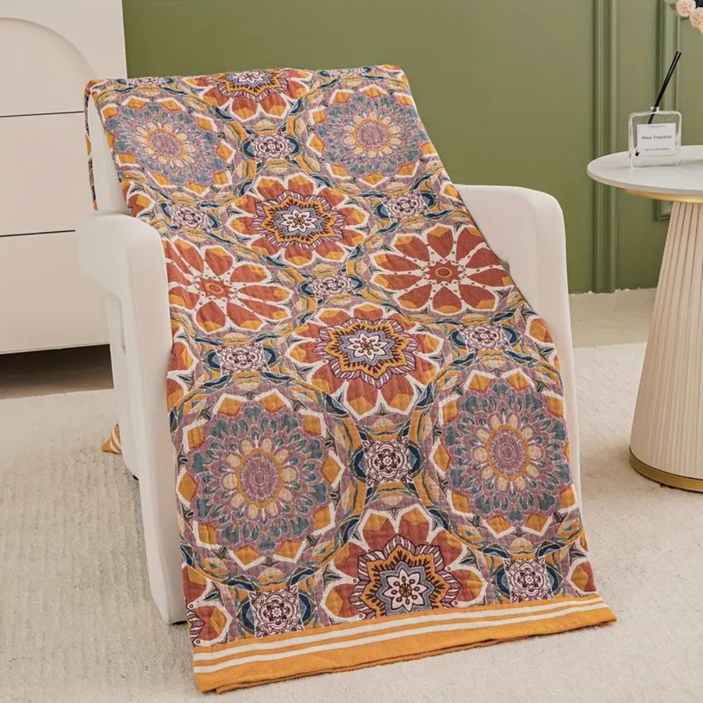 LoungeYard | Boho Flora Tone Cotton Blanket — product view 2