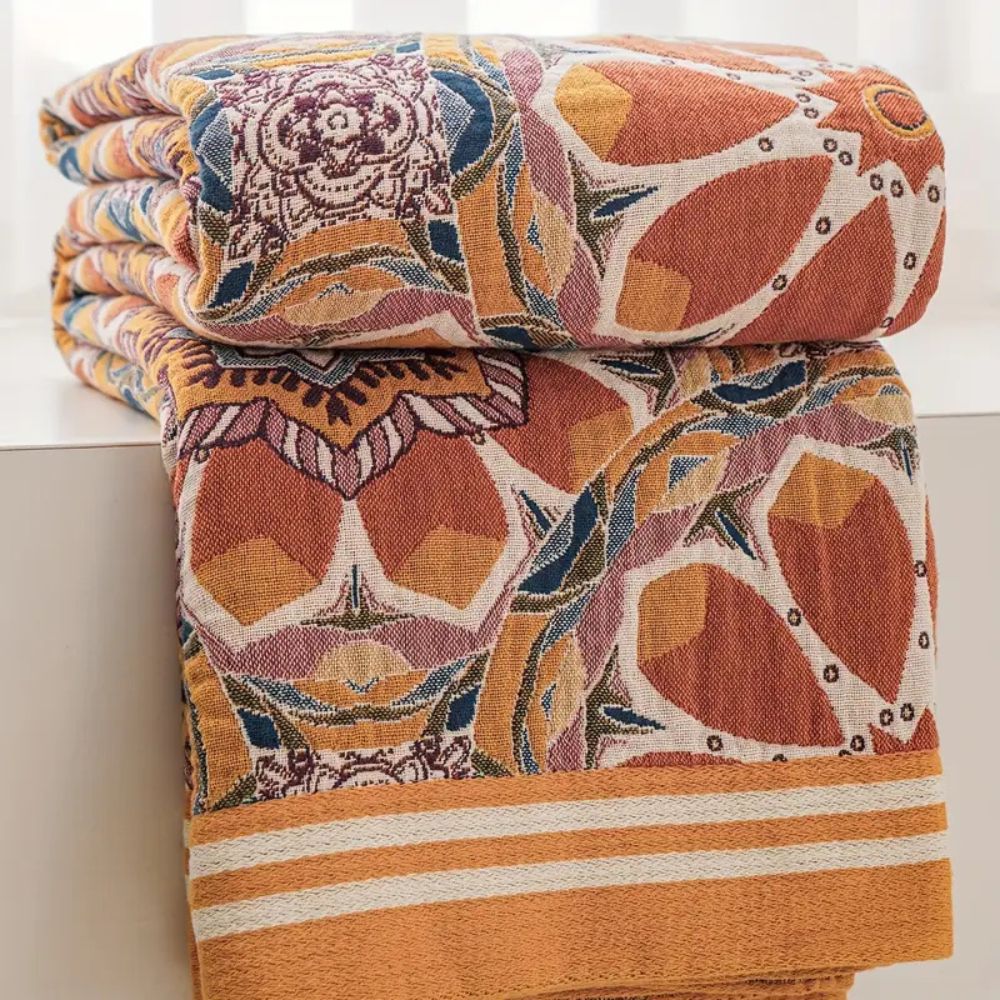 LoungeYard | Boho Flora Tone Cotton Blanket — product view 3