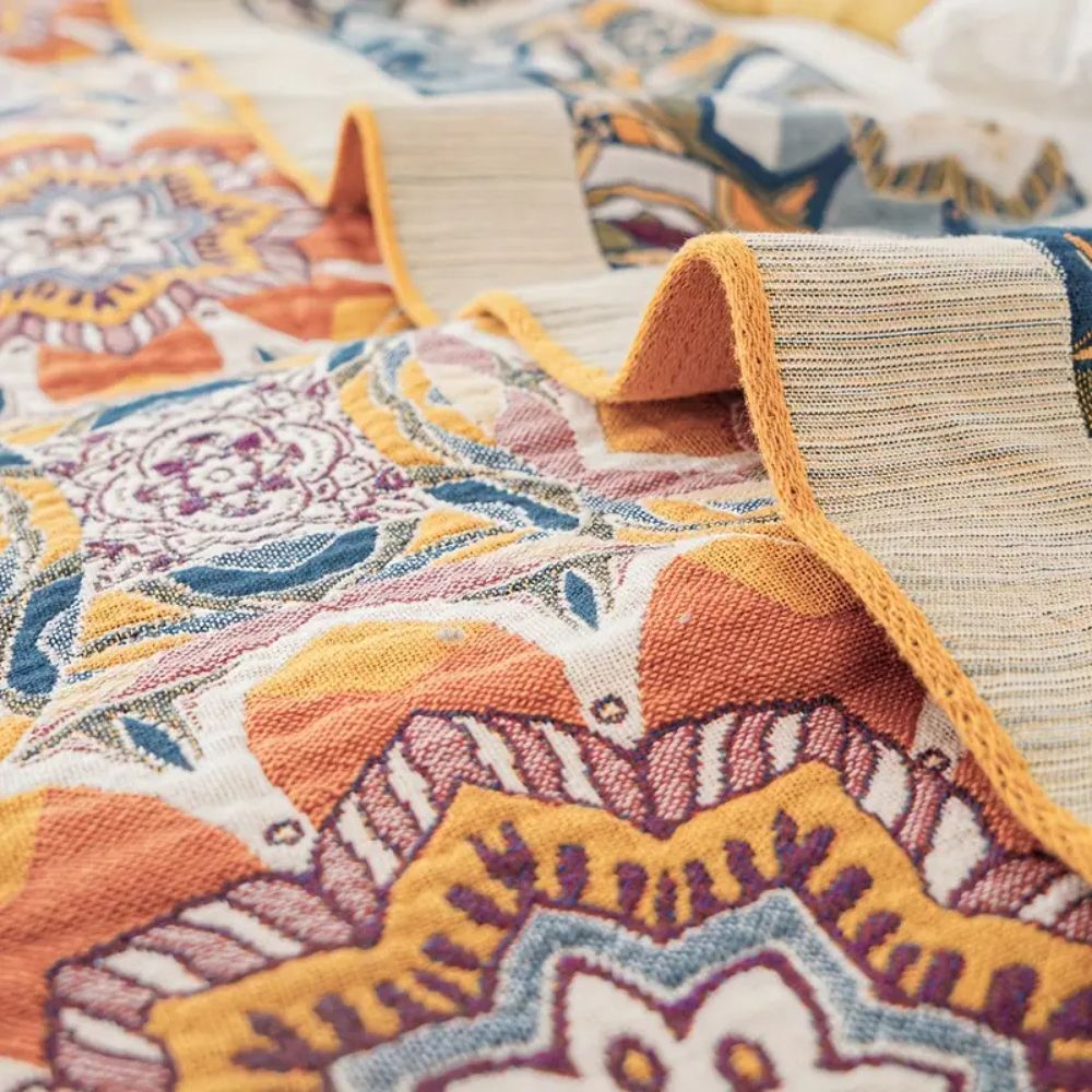 LoungeYard | Boho Flora Tone Cotton Blanket — product view 4