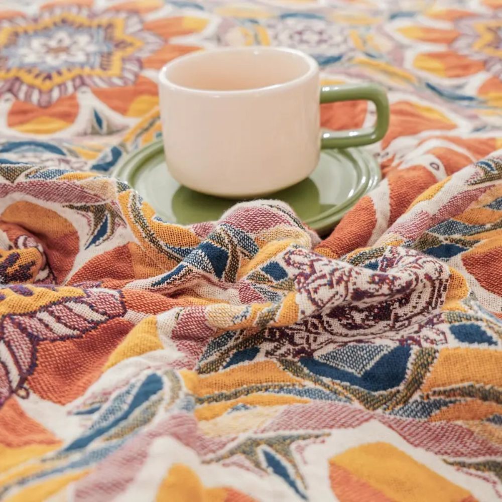 LoungeYard | Boho Flora Tone Cotton Blanket — product view 5