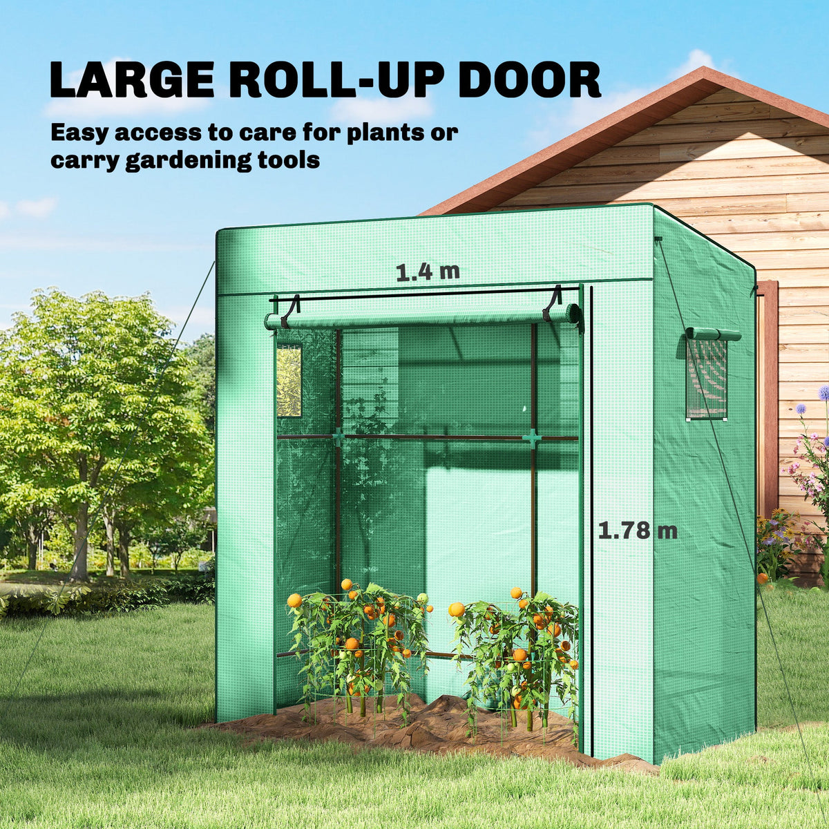 77.2" x 30.3" x 77.6" Lean-to Tomato Greenhouse, Green — product view 7