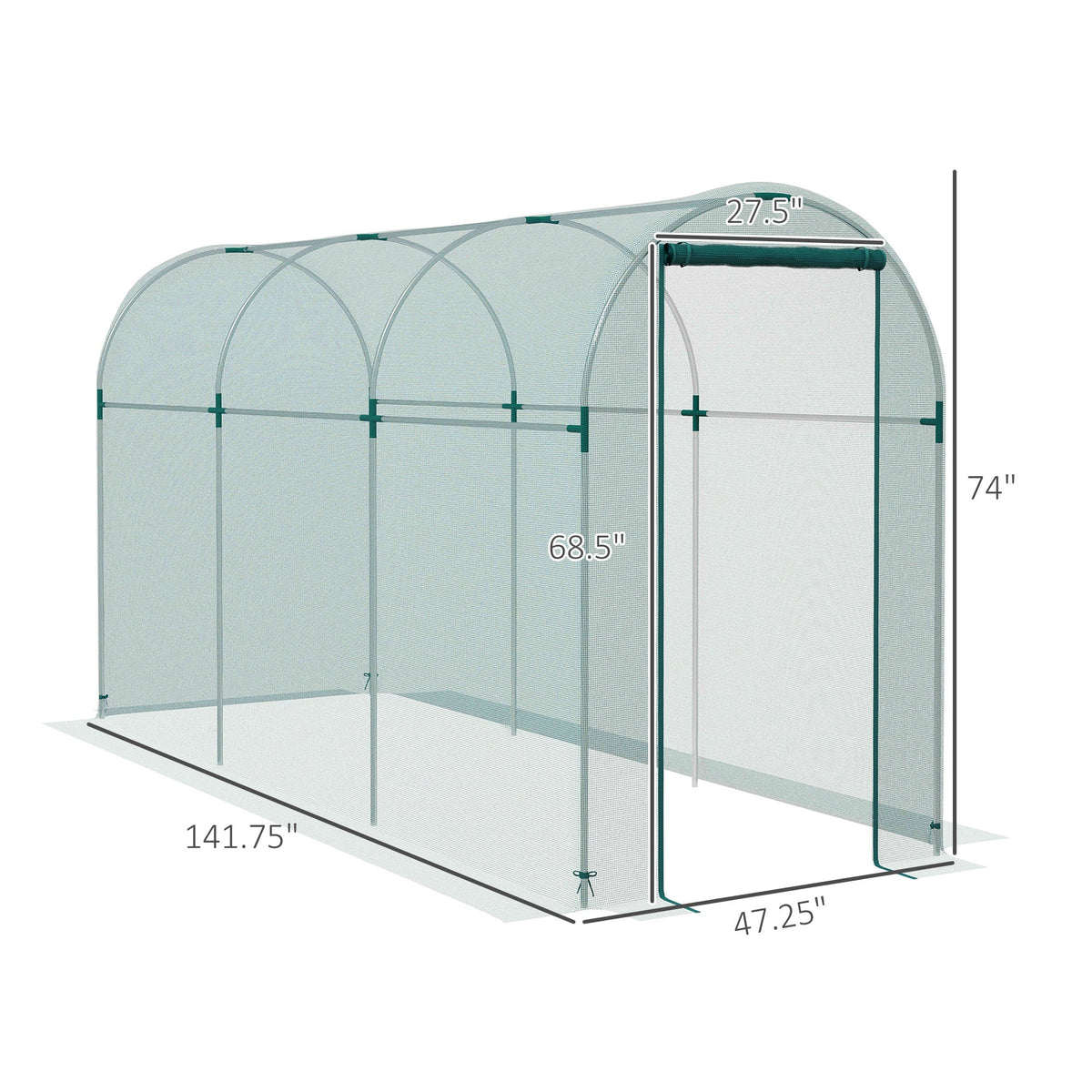 4' x 12' Crop Cage with Zippered Door, Green — product view 5
