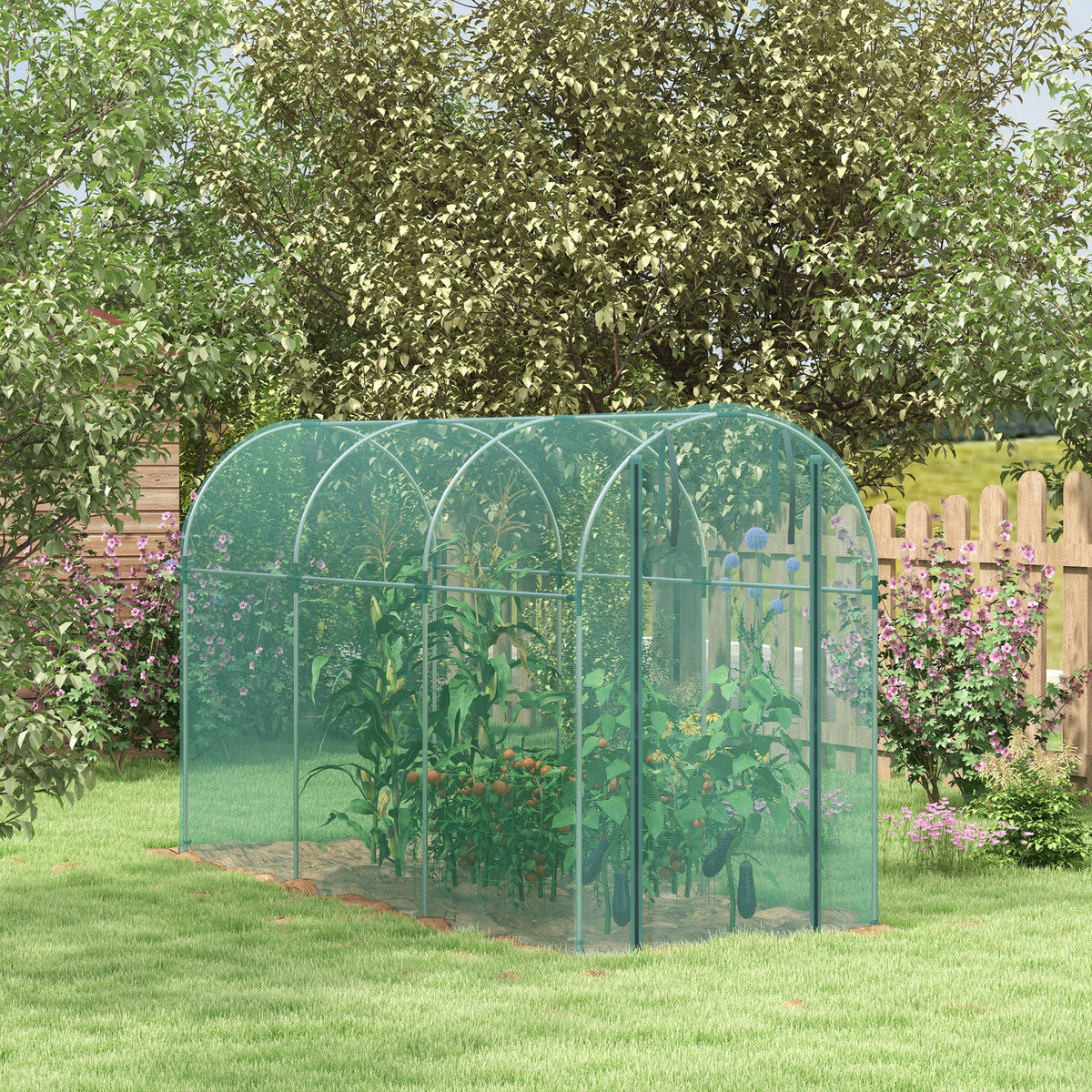 4' x 12' Crop Cage with Zippered Door, Green — product view 3