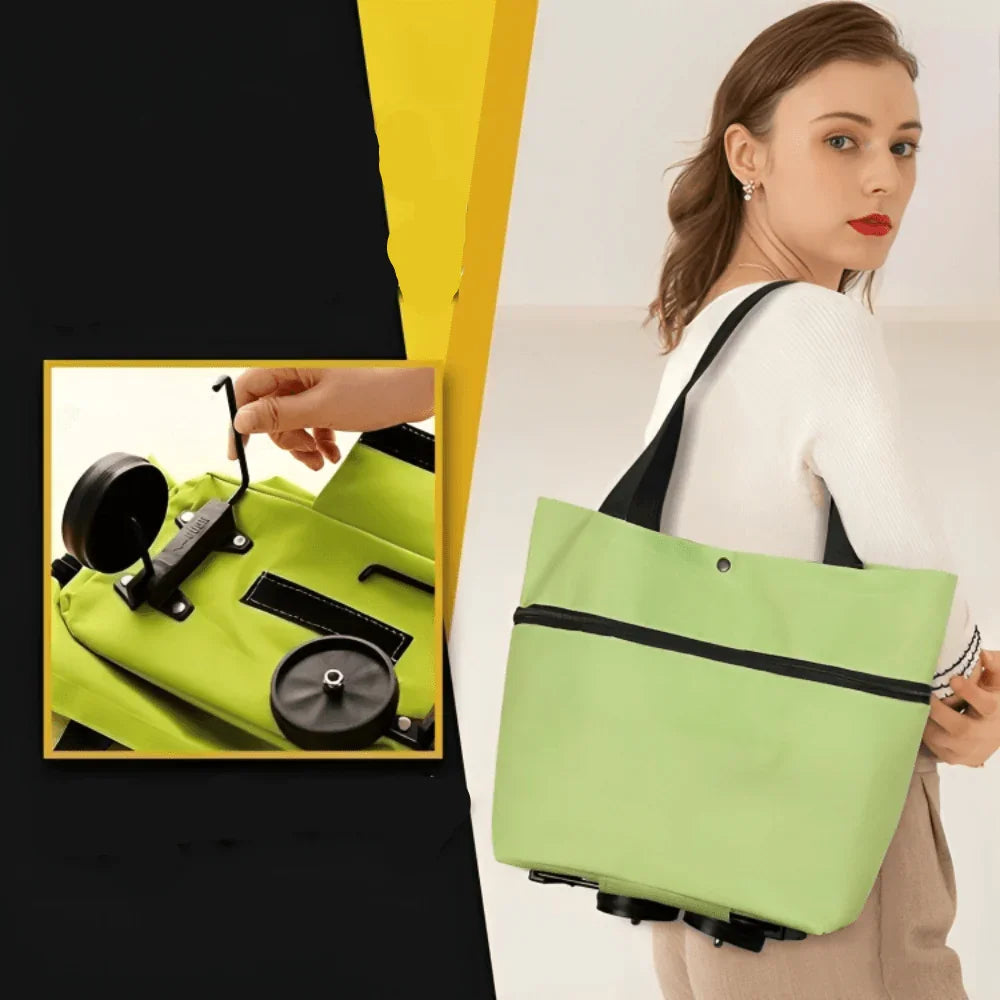 LoungeYard | Foldable Shopping Trolley Bag with Wheels – Eco-Friendly, Compact & Lightweight — product view 3