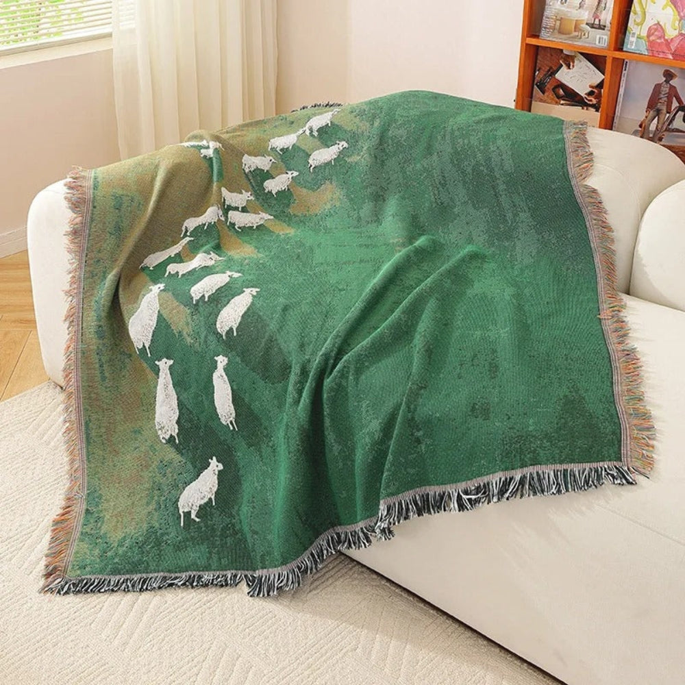 LoungeYard | Frida Sheep Woven Throw Blanket — product view 1
