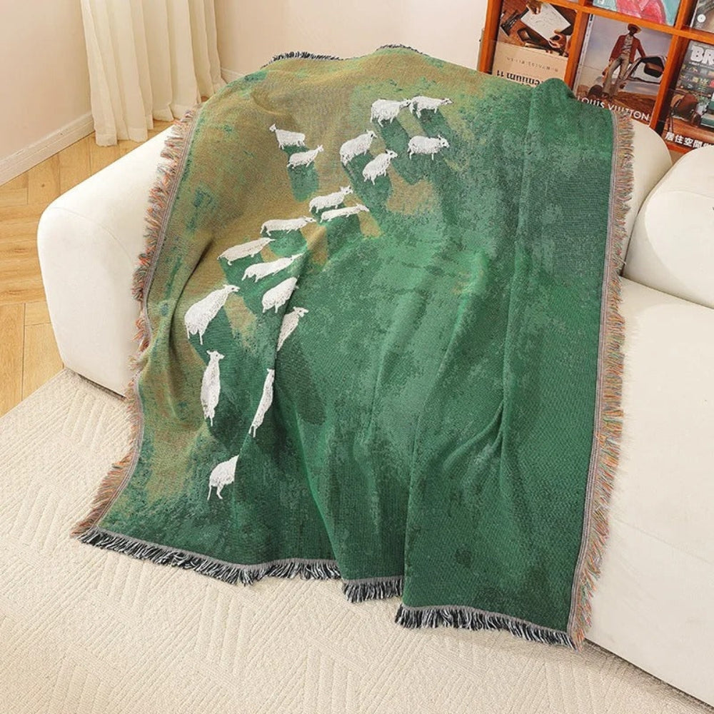 LoungeYard | Frida Sheep Woven Throw Blanket — product view 2