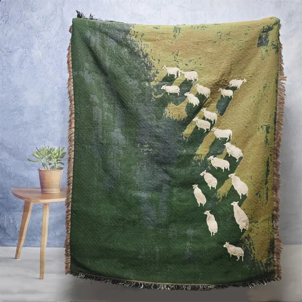 LoungeYard | Frida Sheep Woven Throw Blanket — product view 3