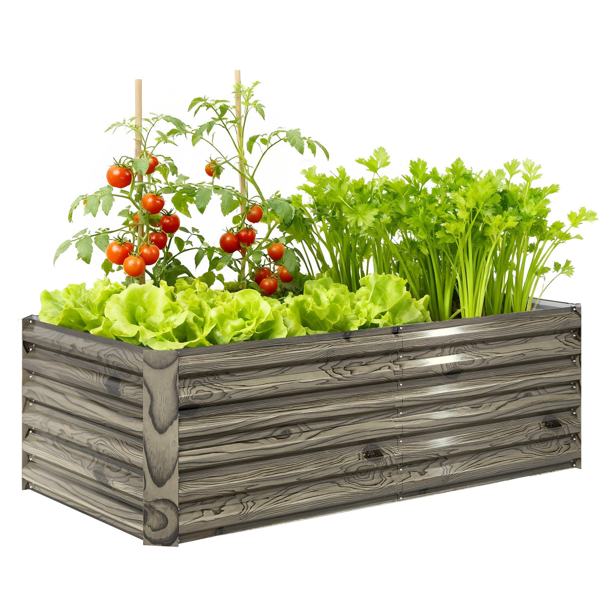 6' x 3' x 2' Galvanized Raised Garden Bed for Vegetables, Light Wood Effect — product view 1