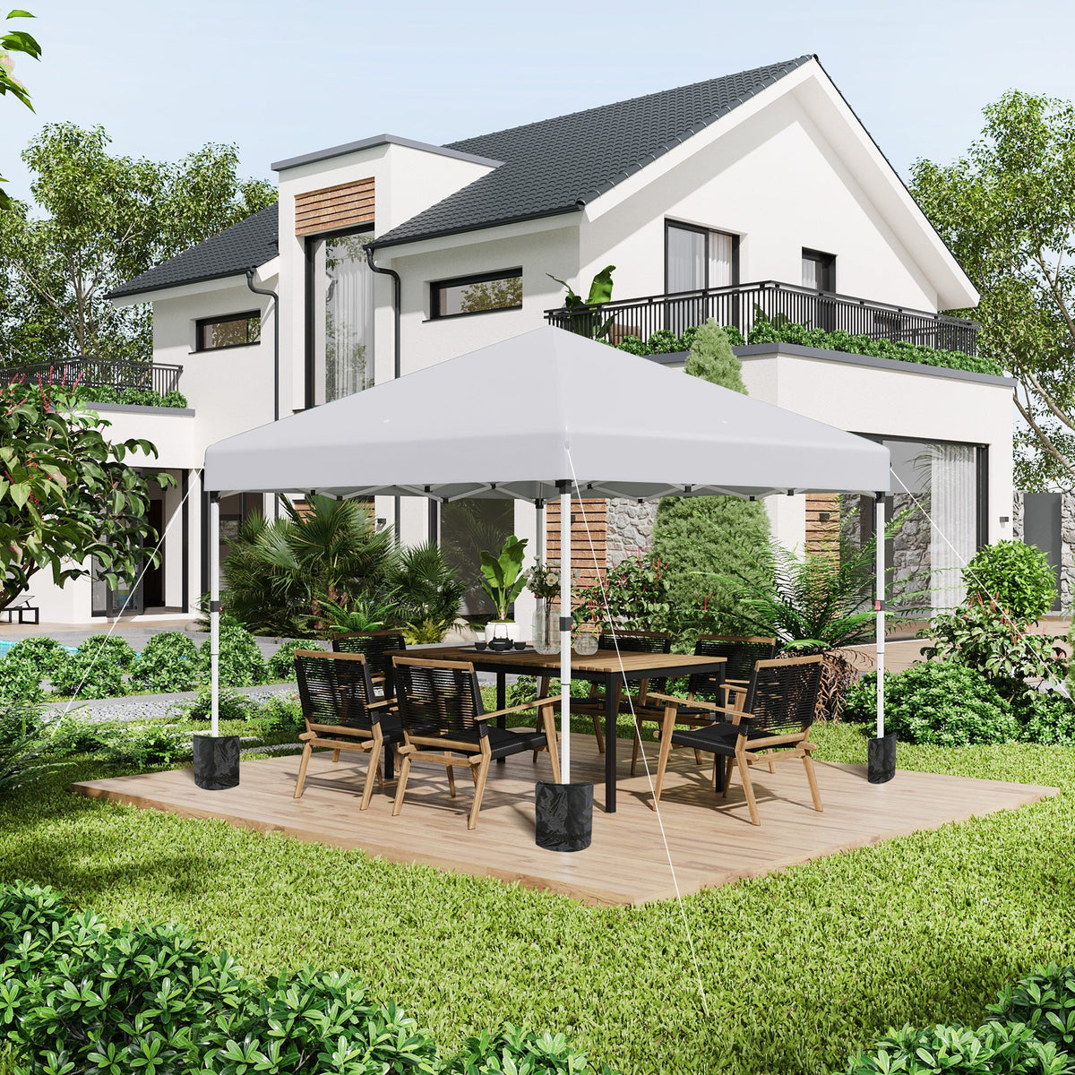 3 x 3m Pop Up Gazebo with 2 Sidewalls, Weight Bags & Wheeled Bag, White — product view 4
