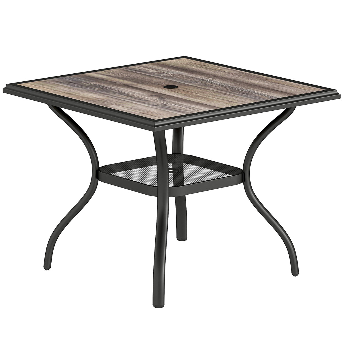 37" Square Outdoor Dining Table with Umbrella Hole, Gray — product view 2