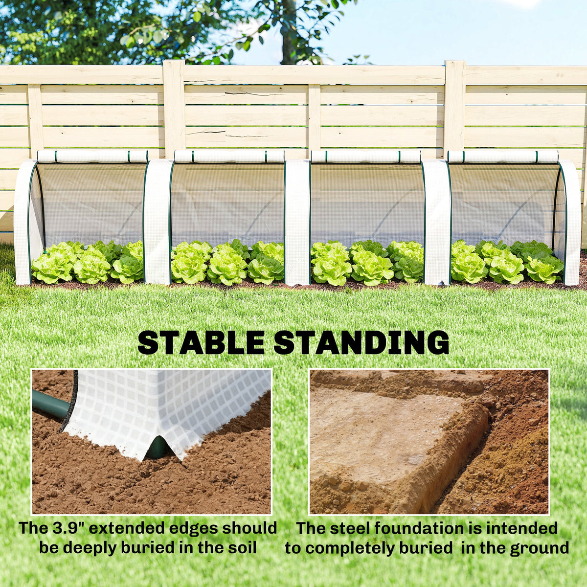 13' L x 3' W x 2.5' H Portable Tunnel Greenhouse, White — product view 7