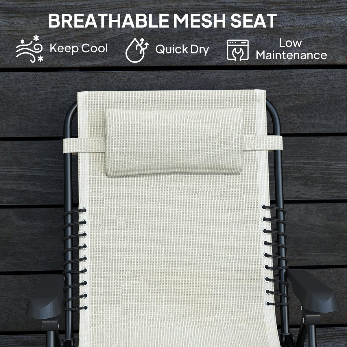 Zero Gravity Chair with 5-Position Backrest and Headrest, Beige — product view 7