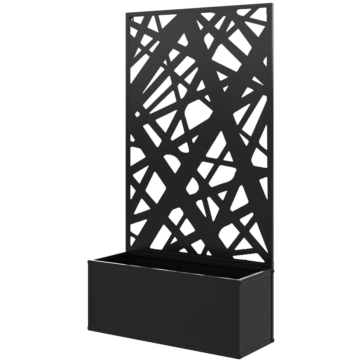 Metal Raised Garden Bed with Trellis Privacy Panel, Irregular Line Cut-Out — product view 2