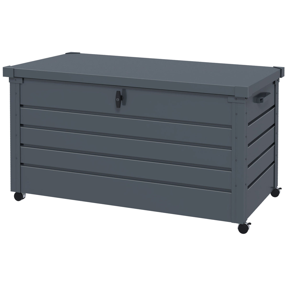 82 Gallon Galvanized Steel Deck Box with Wheels and Handles, Dark Grey — product view 2