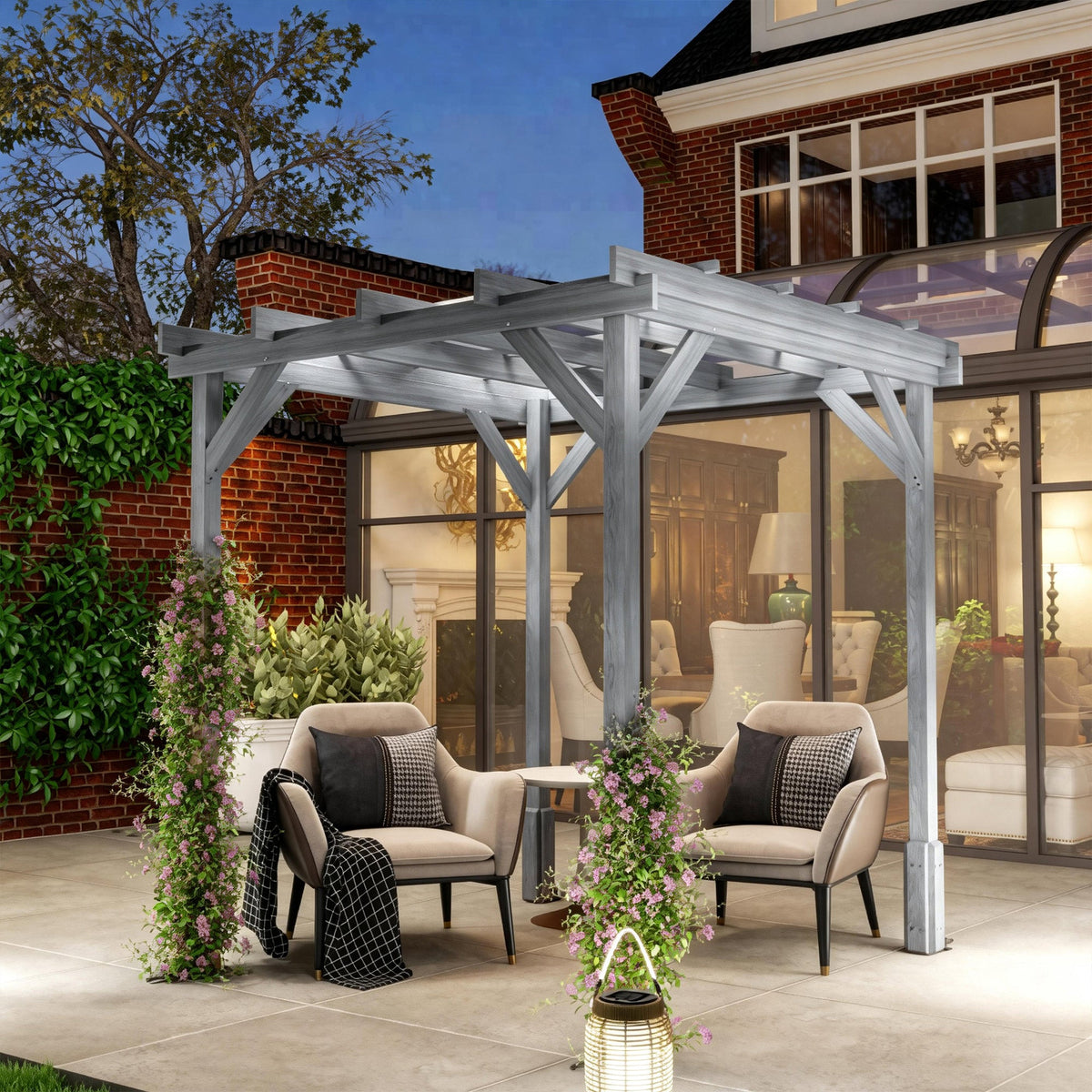 PerArbor 2 x 2m Wooden Pergola Kit with Stable Frame for Climbing Vines, Grey — product view 4