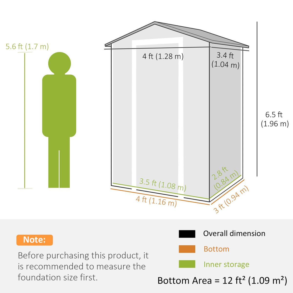 4' x 3' Plastic Garden Shed with Floor, Window and Vent, Dark Grey — product view 5