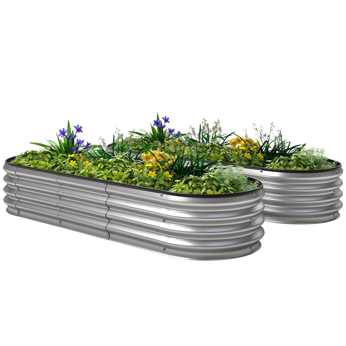 2pcs 6 x 2 x 1 ft Galvanized Raised Garden Beds, Silver — product view 2